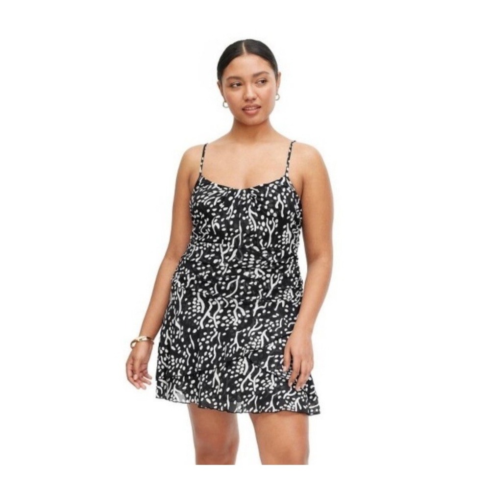 Diane Von Furstenberg x‎ Target Strappy Sea Spots Black Mini Dress Large New